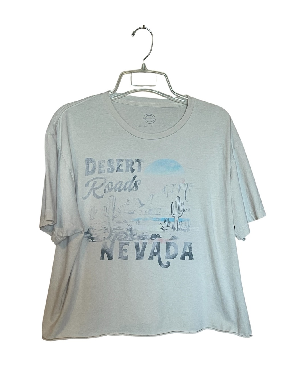 Social Culture “Desert Roads Nevada” Cream colored Graphic Tee Sz L